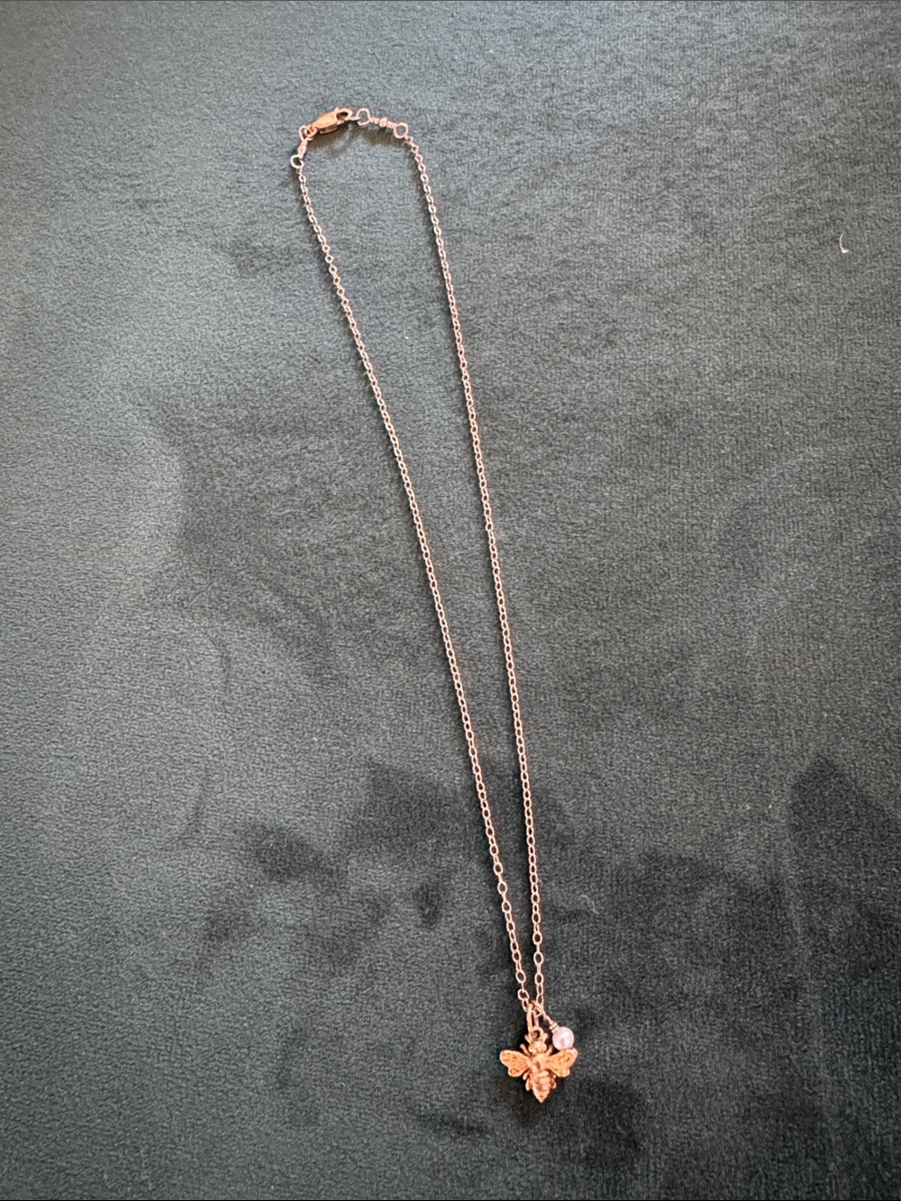 Gold honey bee and Pearl Pendant Necklace - Women Jewelry